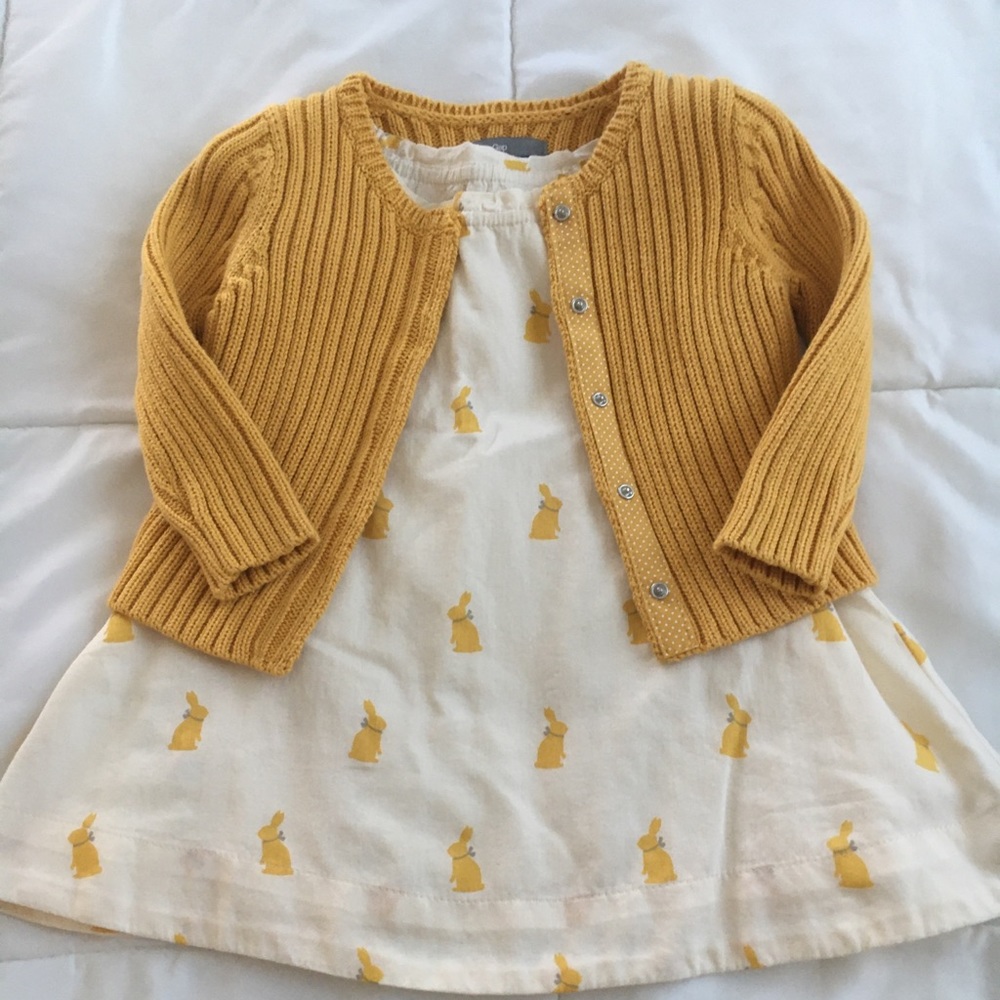 Baby Gap bundle:dress,cardigan, long sleeve onesie